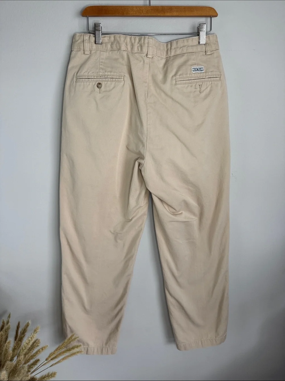 Polo Ralph Lauren Chino Andrew Pant Pleated Beige Khaki Men’s Approx. 40x29 - Picture 12 of 12